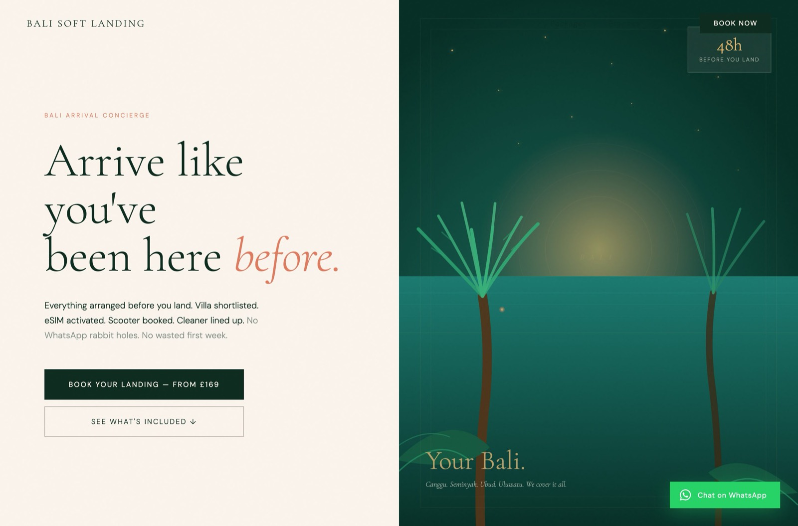 Bali Soft Landing: Concierge for the first 48 hours in Bali. £149 to £399.