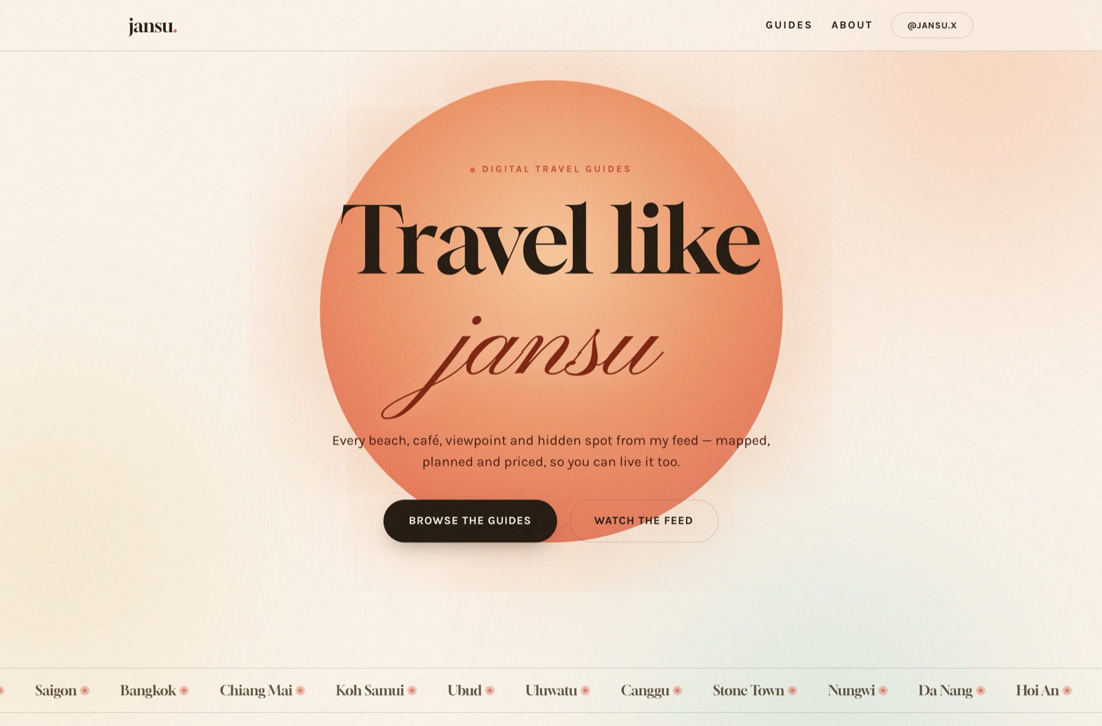 Jansu Guides: Travel guides with a GPS-pinned Living Guide web app.