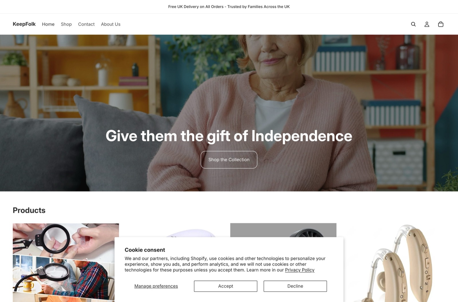 KeepFolk: Independence-tech retailer for ageing parents and carers.